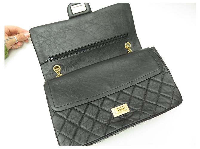 BORSA CHANEL 2.55 GRAND JUMBO in pelle trapuntata con tracolla Nero - vista 8