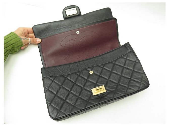 BORSA CHANEL 2.55 GRAND JUMBO in pelle trapuntata con tracolla Nero - vista 9