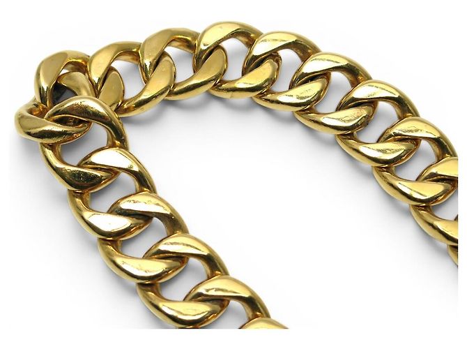 VINTAGE CHANEL SCHWARTER LEDERGÜRTEL MIT GOLDENEN METALLKETTE 75CM Schwarz - Ansicht 5