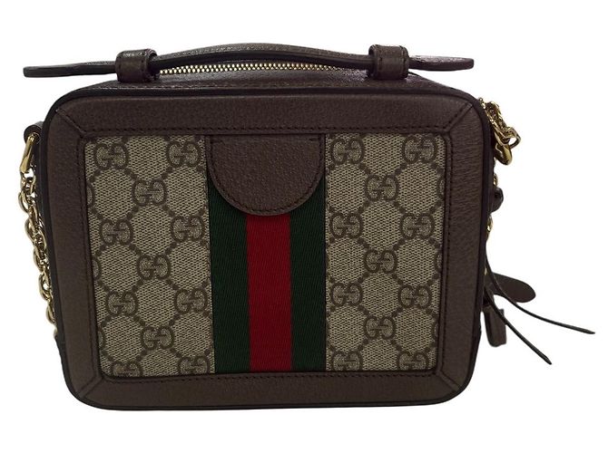 Borsa a tracolla Gucci Ophidia in tela GG Supreme marrone e pelle - vista 2