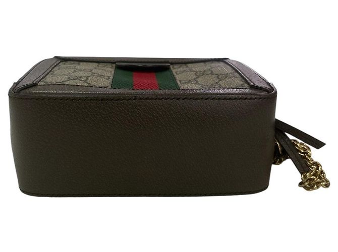 Borsa a tracolla Gucci Ophidia in tela GG Supreme marrone e pelle - vista 4