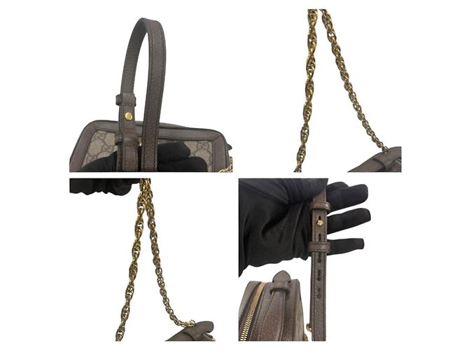 Borsa a tracolla Gucci Ophidia in tela GG Supreme marrone e pelle - vista 7