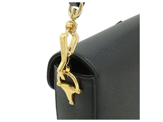Bolso de hombro Gucci de piel Horsebit 2WAY Negro - vista 4