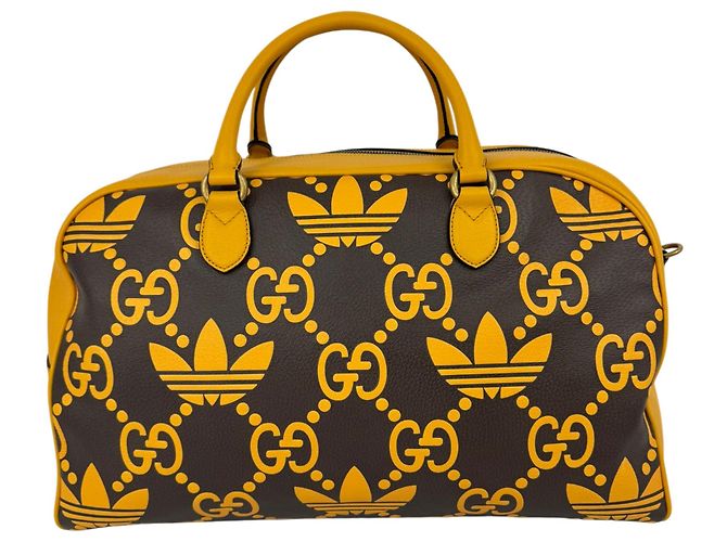 Borsa Spolverino Gucci x Adidas GG in pelle Giallo - vista 3