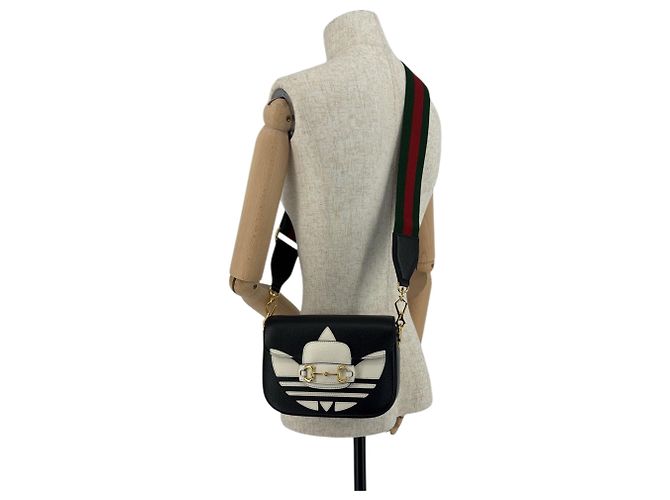 Borsa a Spalla Gucci x Adidas Black Horsebit 1955 Nero - vista 2