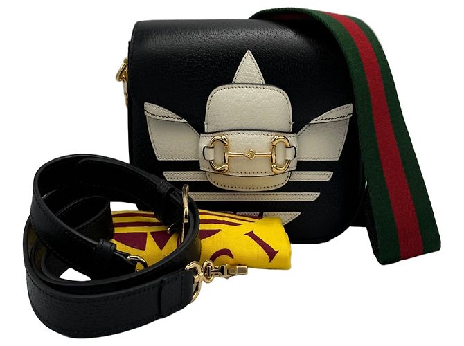 Borsa a Spalla Gucci x Adidas Black Horsebit 1955 Nero - vista 3