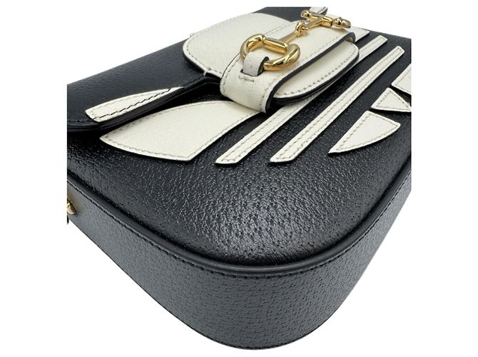 Borsa a Spalla Gucci x Adidas Black Horsebit 1955 Nero - vista 6
