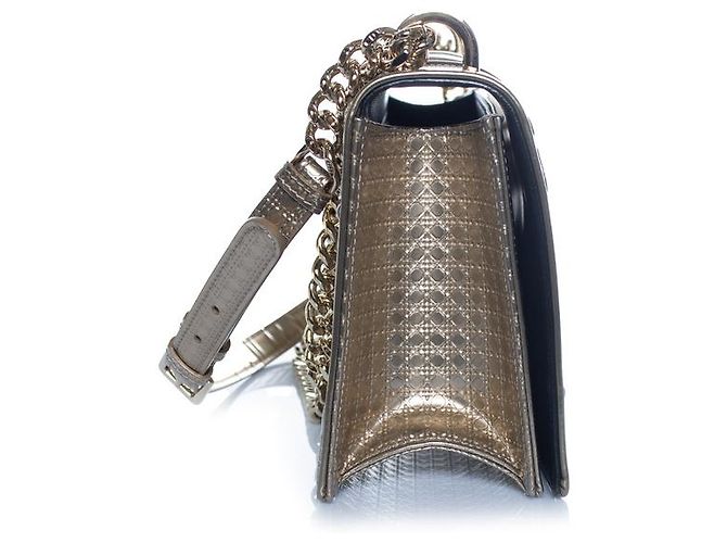 Christian Dior, borsa con patta Diorama metallizzata D'oro Metallico - vista 6
