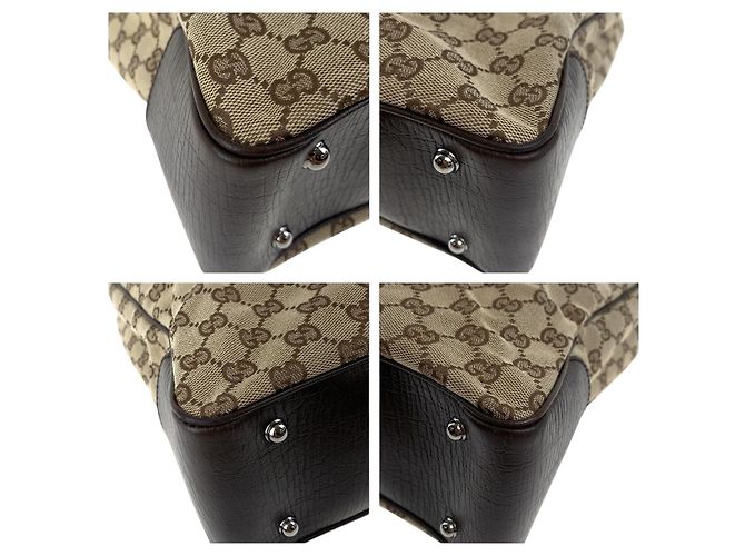 Borsa Tote Gucci Bamboo GG Canvas Marrone Beige - vista 3