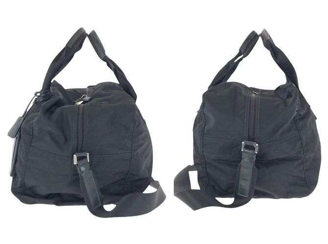Borsa da viaggio in nylon Prada con logo Triangle Tessuto Nero - vista 8