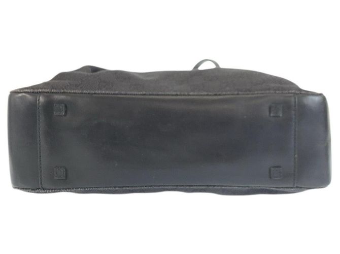 Borsa tote Gucci in tela GG nera e pelle Nero - vista 10