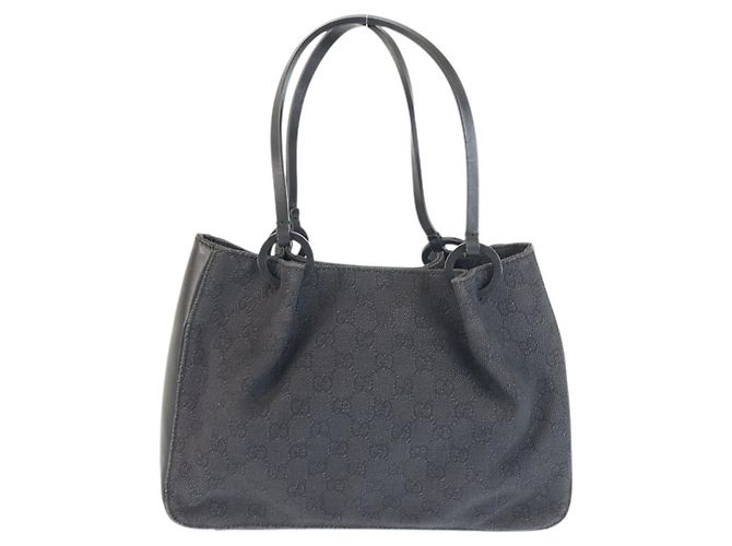Borsa tote Gucci in tela GG nera e pelle Nero - vista 2