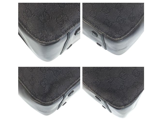 Borsa tote Gucci in tela GG nera e pelle Nero - vista 3