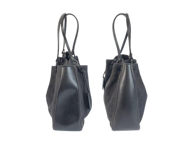 Borsa tote Gucci in tela GG nera e pelle Nero - vista 8