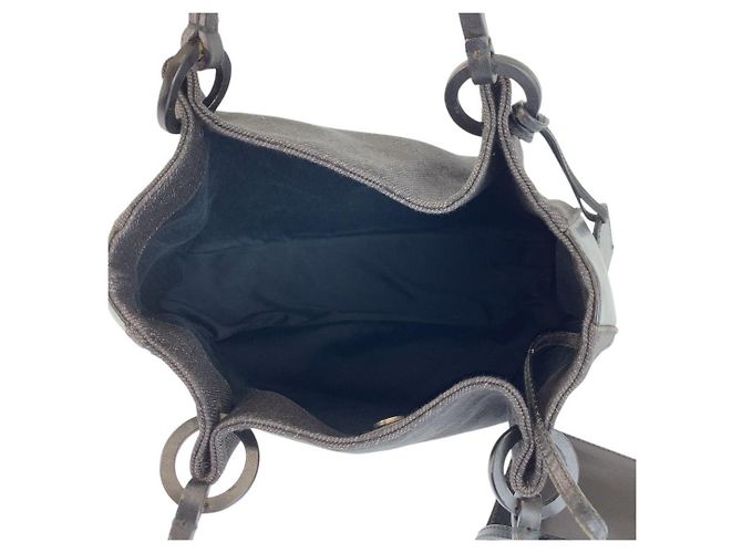 Borsa tote Gucci in tela GG nera e pelle Nero - vista 9