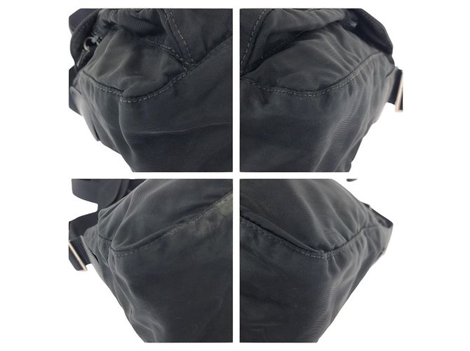 Bolso de hombro Prada Tessuto Nylon con logotipo de triángulo de cuero Negro - vista 3
