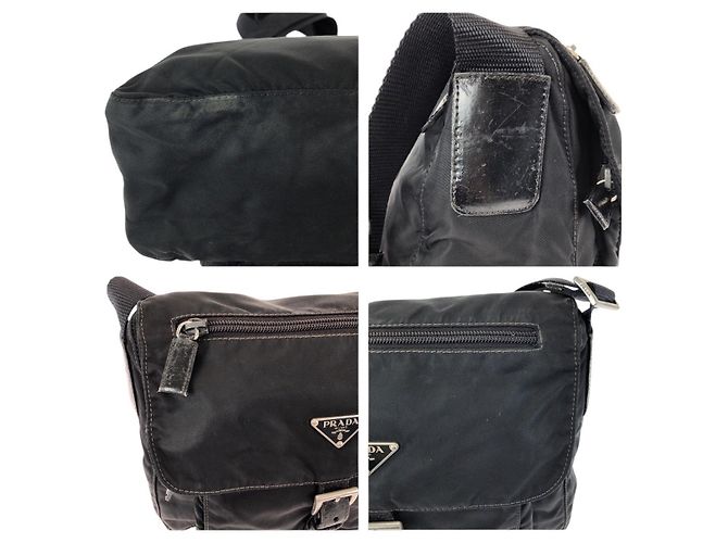 Bolso de hombro Prada Tessuto Nylon con logotipo de triángulo de cuero Negro - vista 5