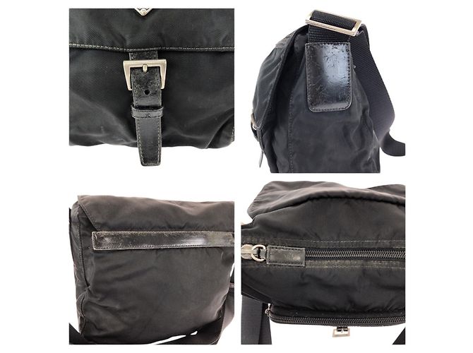 Bolso de hombro Prada Tessuto Nylon con logotipo de triángulo de cuero Negro - vista 6