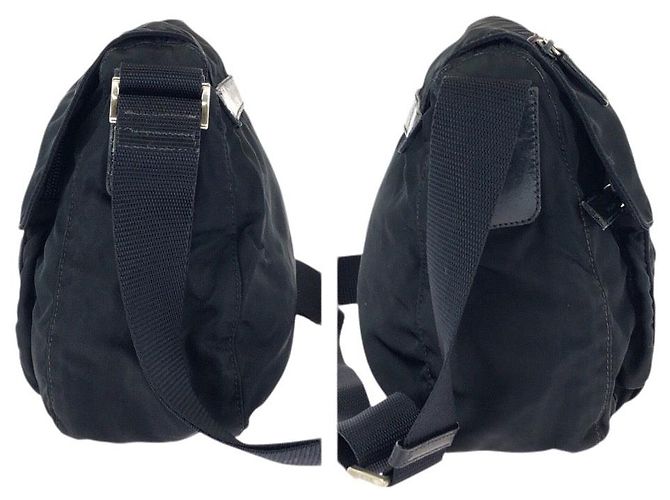Bolso de hombro Prada Tessuto Nylon con logotipo de triángulo de cuero Negro - vista 8