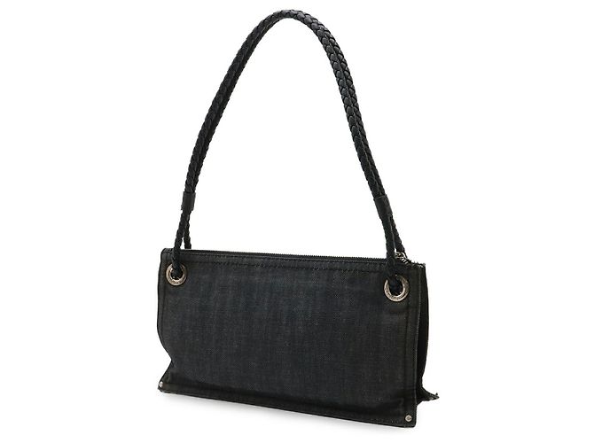 Borsa shopper Loewe Denim Leather Crown Nero - vista 2