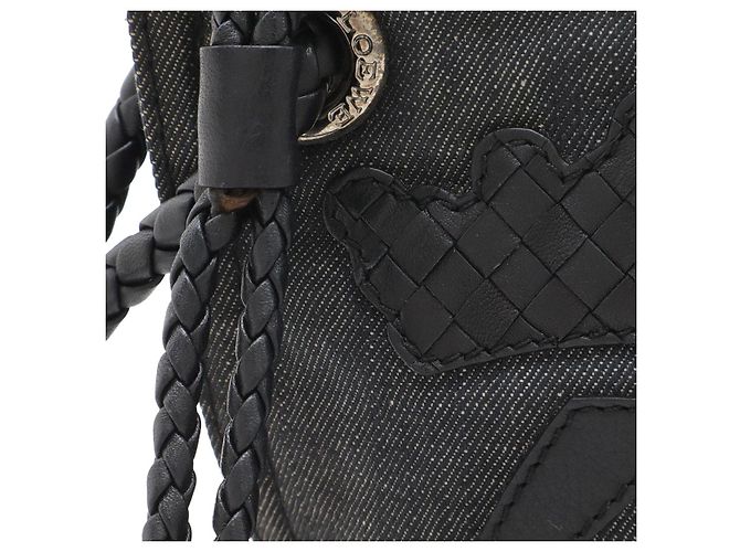 Borsa shopper Loewe Denim Leather Crown Nero - vista 4