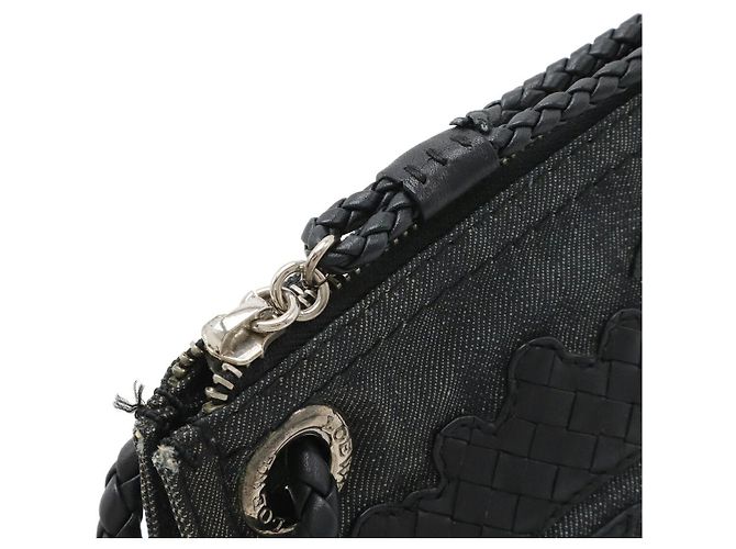 Borsa shopper Loewe Denim Leather Crown Nero - vista 5