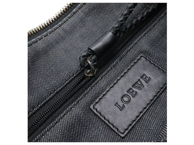 Borsa shopper Loewe Denim Leather Crown Nero - vista 7