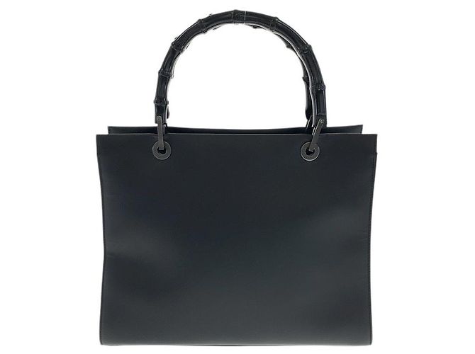 Bamboo Bolsa Tote de Couro com Alça de Bambu Gucci Preto - vista 2