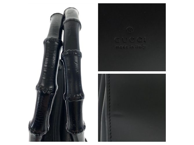 Bamboo Bolsa Tote de Couro com Alça de Bambu Gucci Preto - vista 4