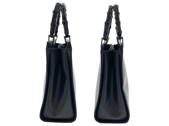 Bamboo Bolsa Tote de Couro com Alça de Bambu Gucci Preto - vista 8