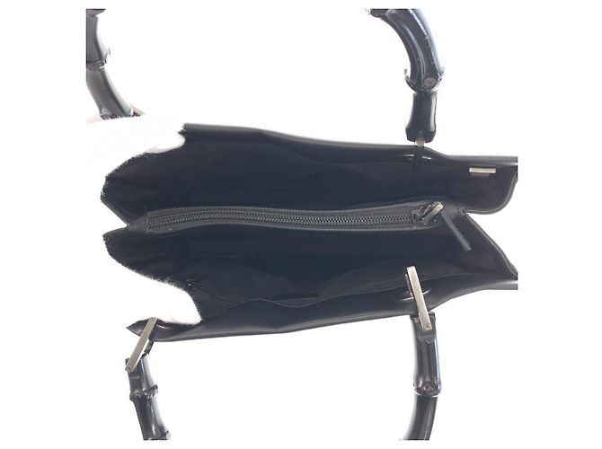 Bamboo Bolsa Tote de Couro com Alça de Bambu Gucci Preto - vista 9