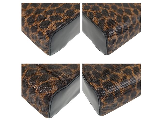 Bolso Vanity Loewe Vintage Leopard PVC Esmalte Castaño - vista 3