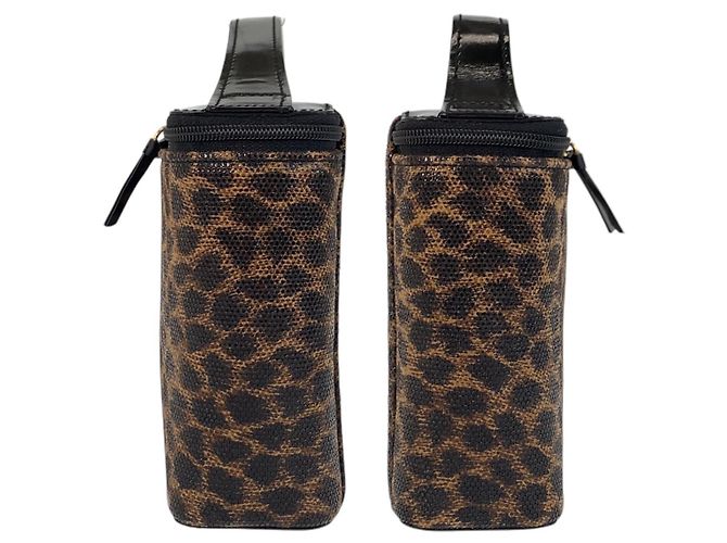 Bolso Vanity Loewe Vintage Leopard PVC Esmalte Castaño - vista 6