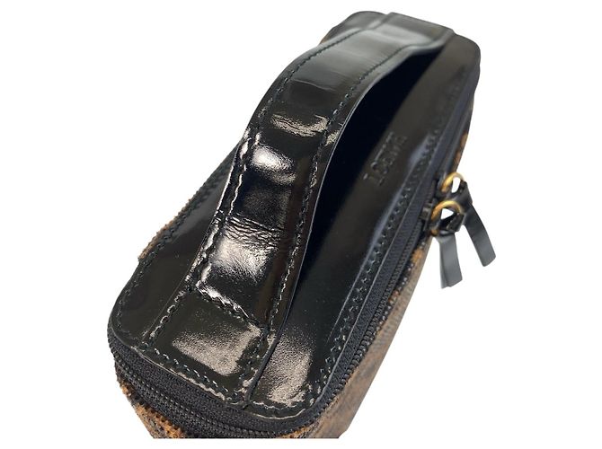 Bolso Vanity Loewe Vintage Leopard PVC Esmalte Castaño - vista 9