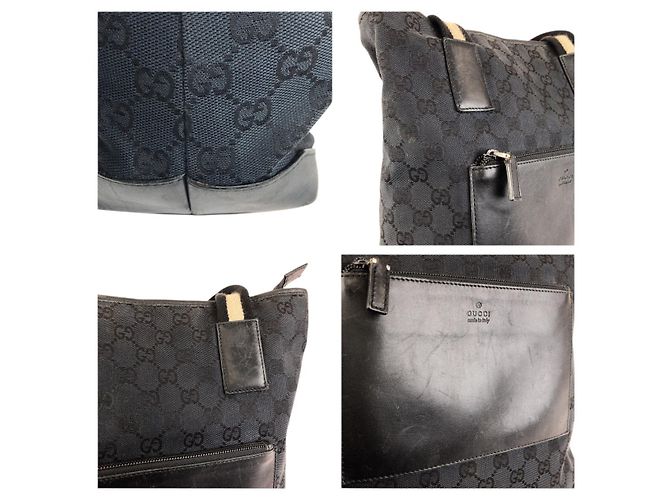 Gucci GG Canvas Leder Tote Schultertasche Schwarz - Ansicht 5