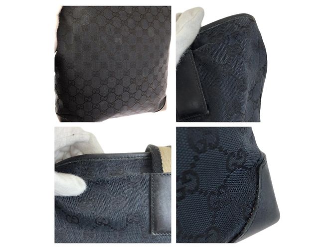 Gucci GG Canvas Leder Tote Schultertasche Schwarz - Ansicht 6