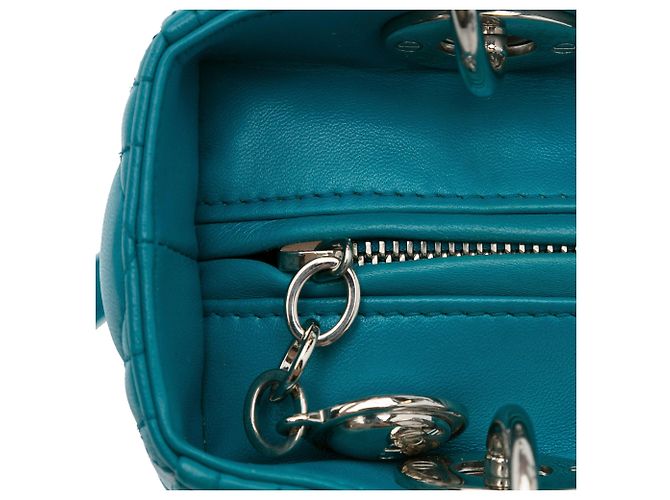 Dior Lady Dior Medium Blu Cannage Agnello Argento - vista 10