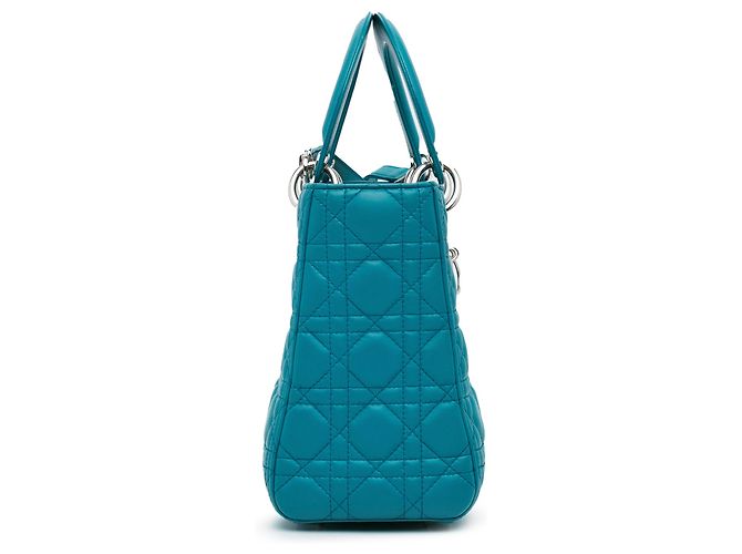 Dior Lady Dior Medium Blu Cannage Agnello Argento - vista 6