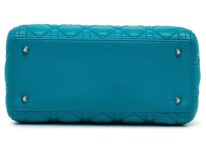 Dior Lady Dior Medium Blu Cannage Agnello Argento - vista 7