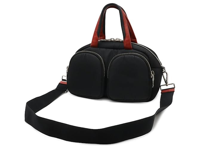 Borsa in nylon con logo Triangle Prada 2WAY Nero - vista 2
