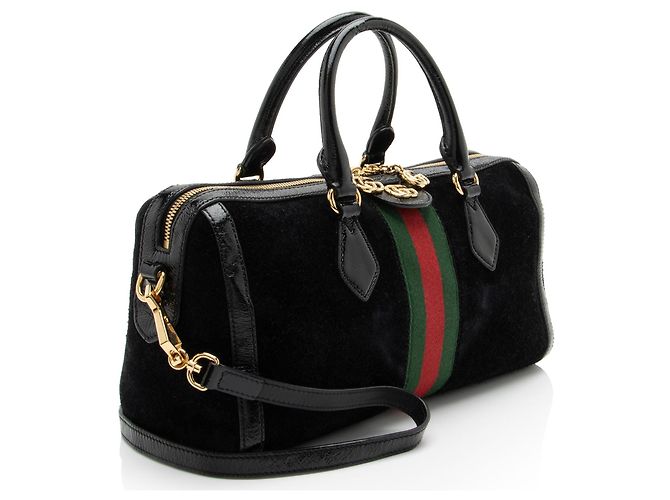 Borsa Boston Ophidia Medium in scamosciato Gucci Nero - vista 2