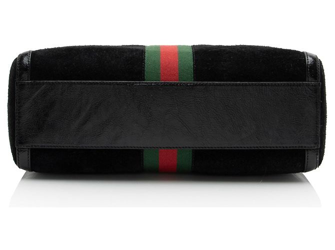 Borsa Boston Ophidia Medium in scamosciato Gucci Nero - vista 4