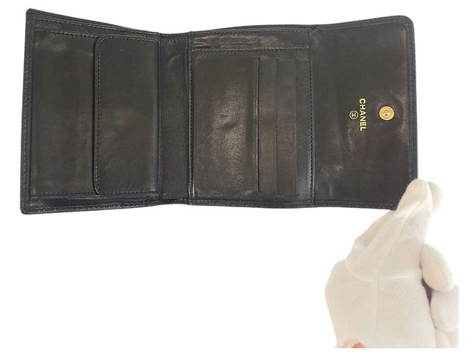 Portafoglio compatto in pelle nera Chanel Nero - vista 4