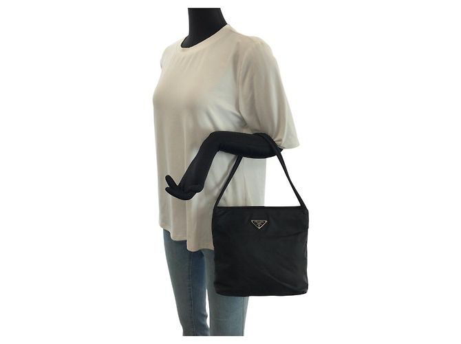 Prada Nylon Tessuto Triangle Logo Tote Bag Schwarz - Ansicht 7