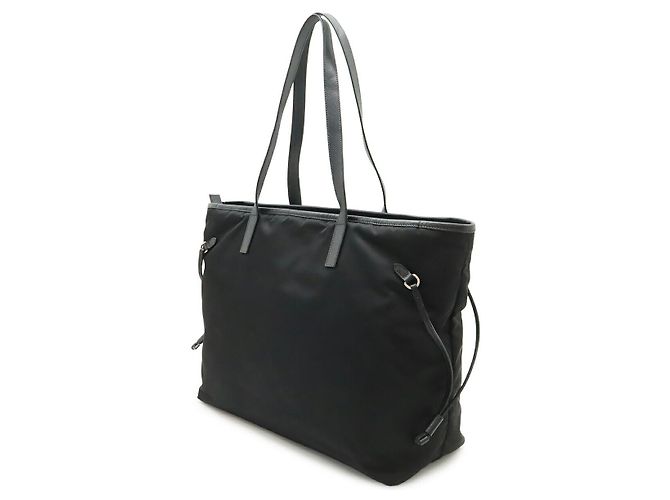 Borsa Tote in Nylon e Pelle con Logo Triangle Prada Nero - vista 2