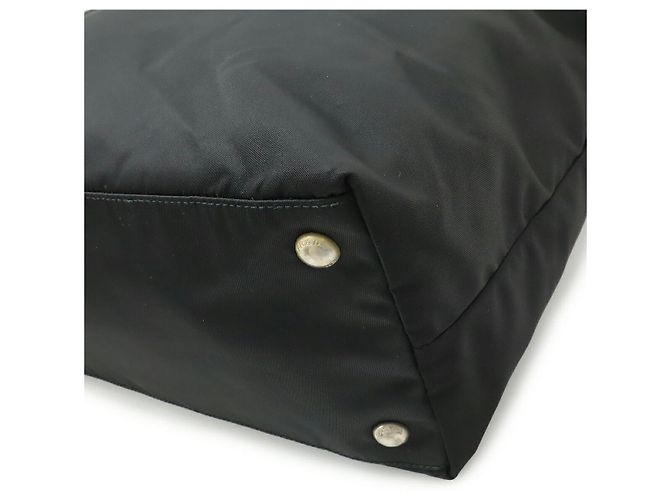 Borsa Tote in Nylon e Pelle con Logo Triangle Prada Nero - vista 3