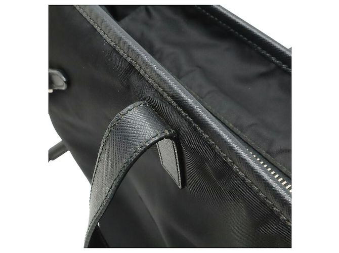 Borsa Tote in Nylon e Pelle con Logo Triangle Prada Nero - vista 8