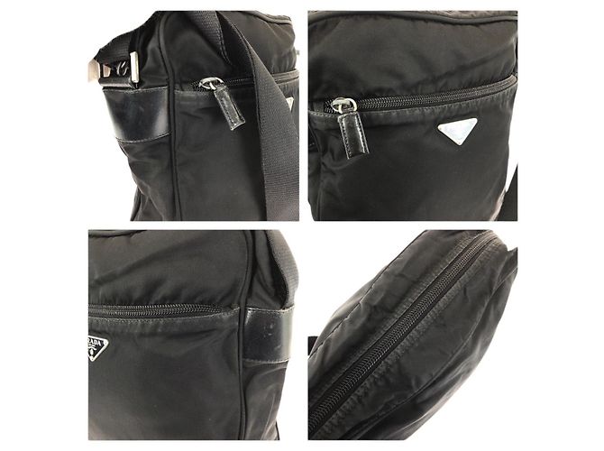 Borsa a tracolla Prada Nylon Tessuto Triangle Logo Nero - vista 5