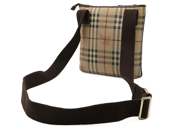 Borsa a tracolla in PVC e pelle Burberry Nova Check Marrone Beige - vista 2