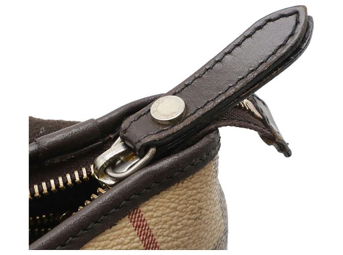 Borsa a tracolla in PVC e pelle Burberry Nova Check Marrone Beige - vista 4
